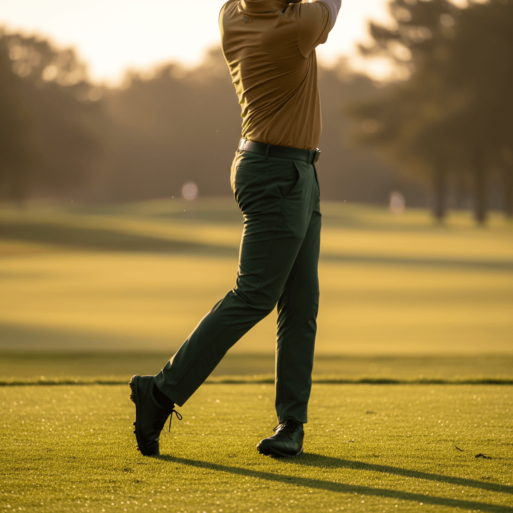 Golfer demonstrating hip rotation in backswing