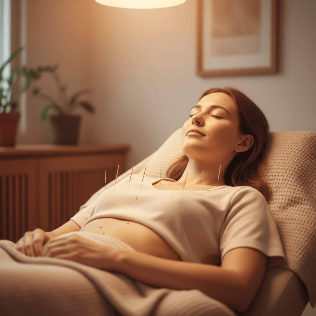 Patient in relaxed state during acupuncture for insomnia treatment