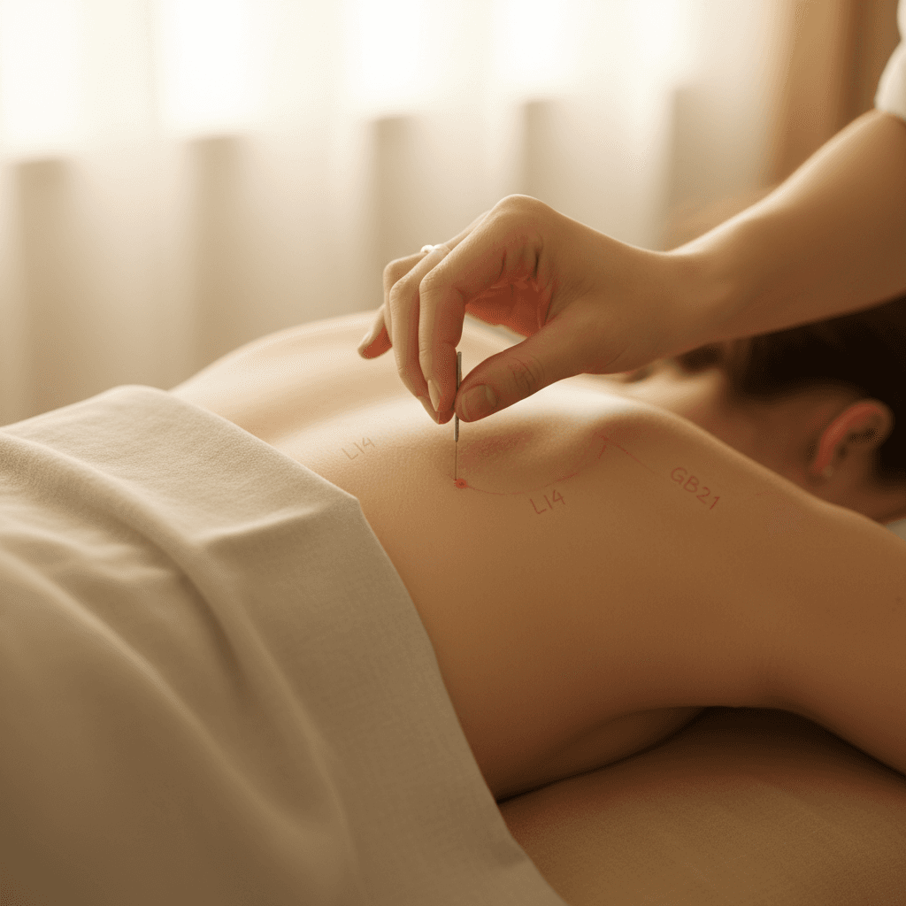 Acupuncture on shoulder