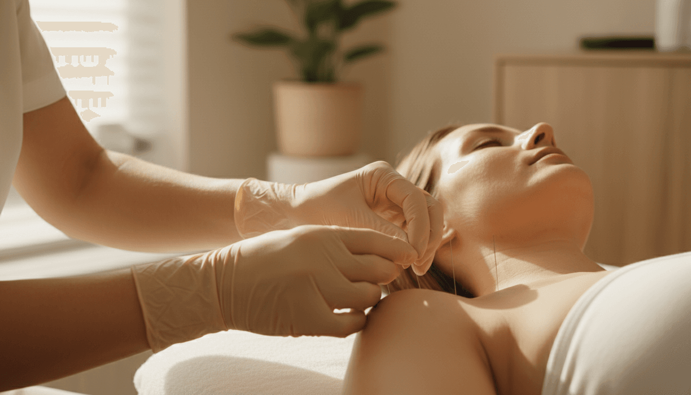 Specialist performing precision dry needling treatment on patient shoulder in clinical setting