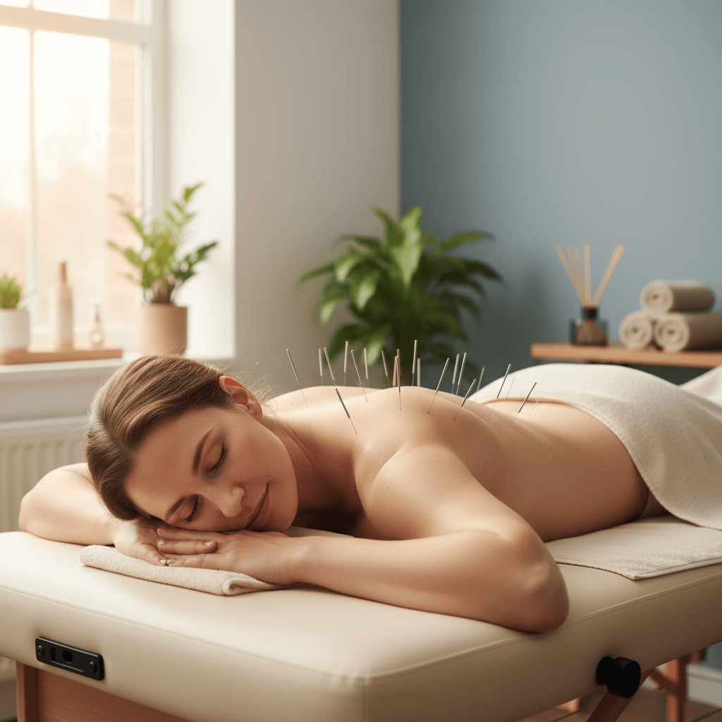 Athlete receiving acupuncture treatment for shoulder recovery