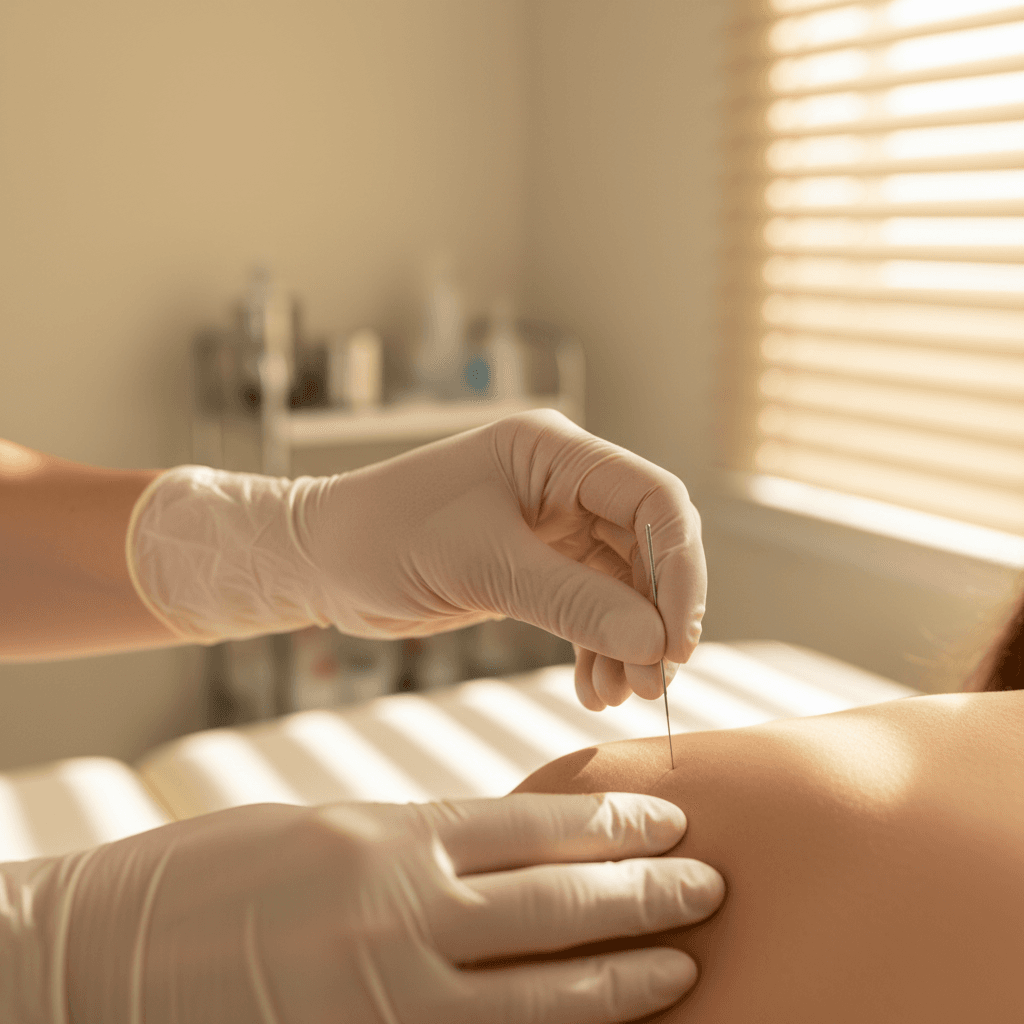 Dry needling treatment with precise needle insertion