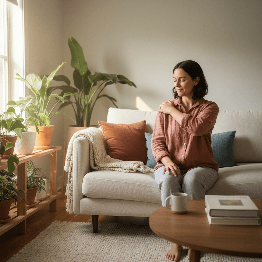 Person relaxing after motor point acupuncture treatment