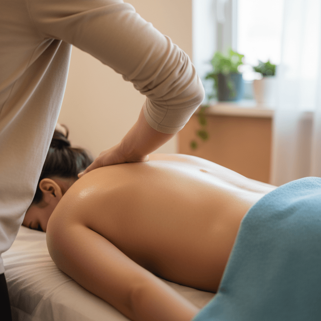 Trigger point release on a shoulder blade