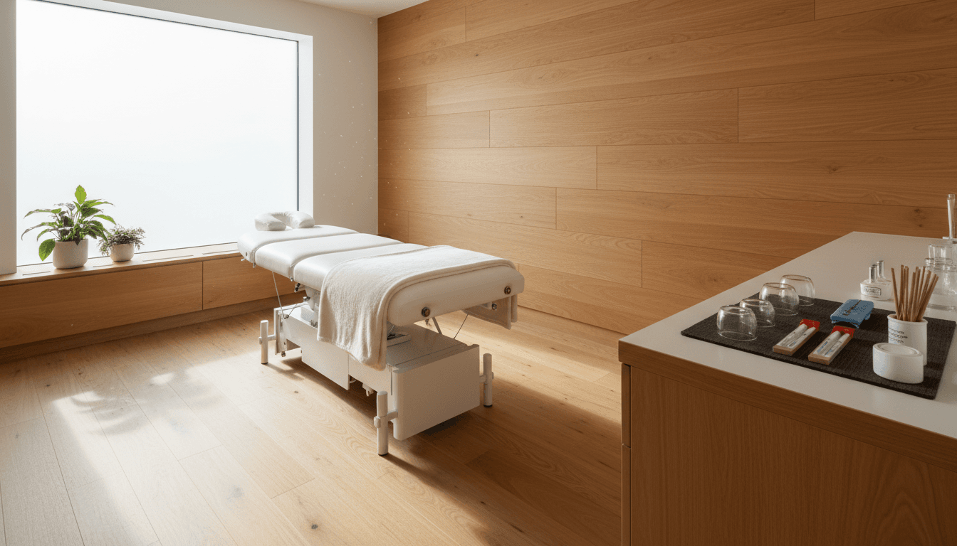 A clean and welcoming sports therapy treatment room ready for a session