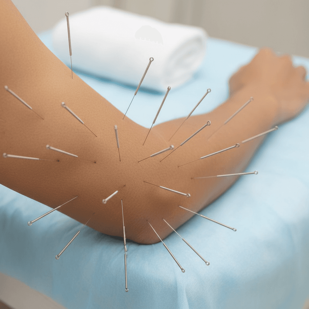 Dry needling treatment on forearm for elbow pain