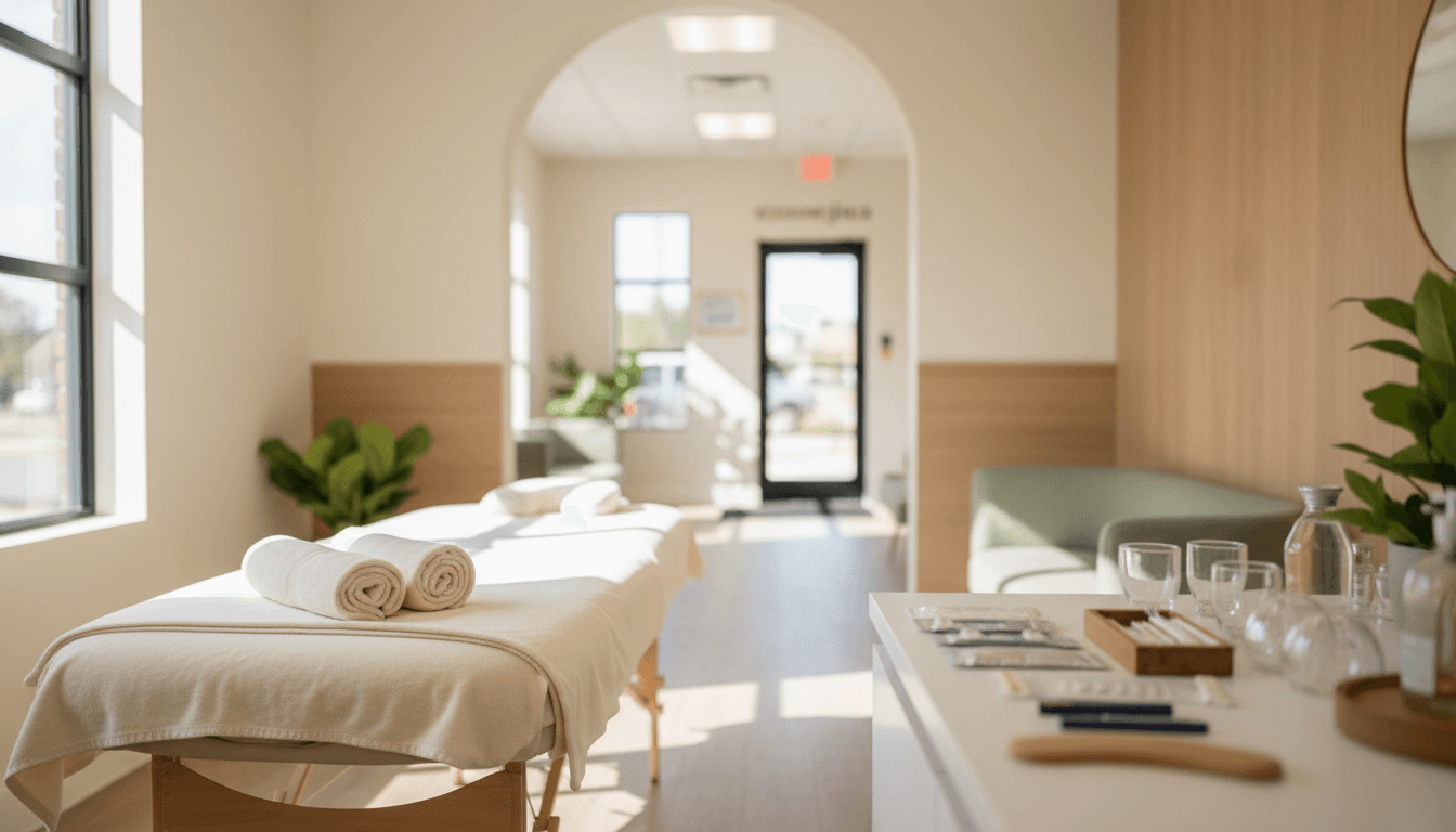 Bright, accessible treatment room at Acumotion Sports Therapy in Windsor