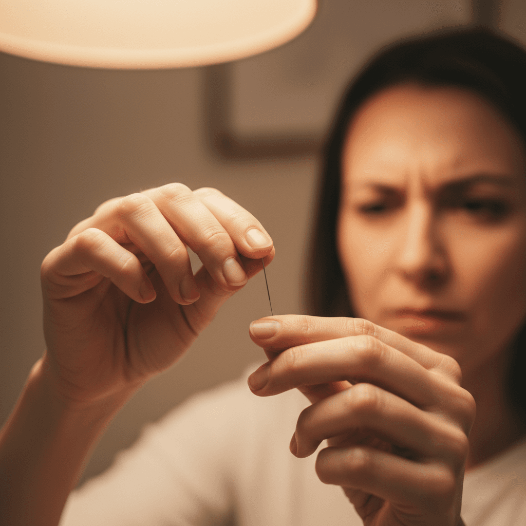 Practitioner adjusting needle depth during motor point acupuncture