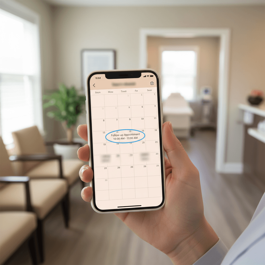 Scheduling a follow-up appointment on mobile device