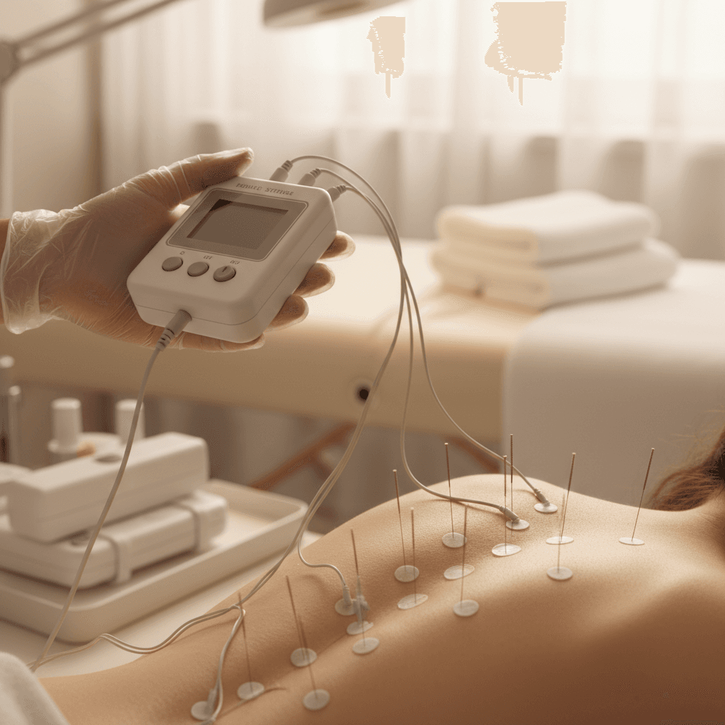 Motor point electrical stimulation on back muscles