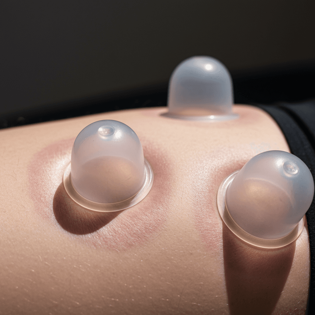 Cupping therapy applied to hamstring
