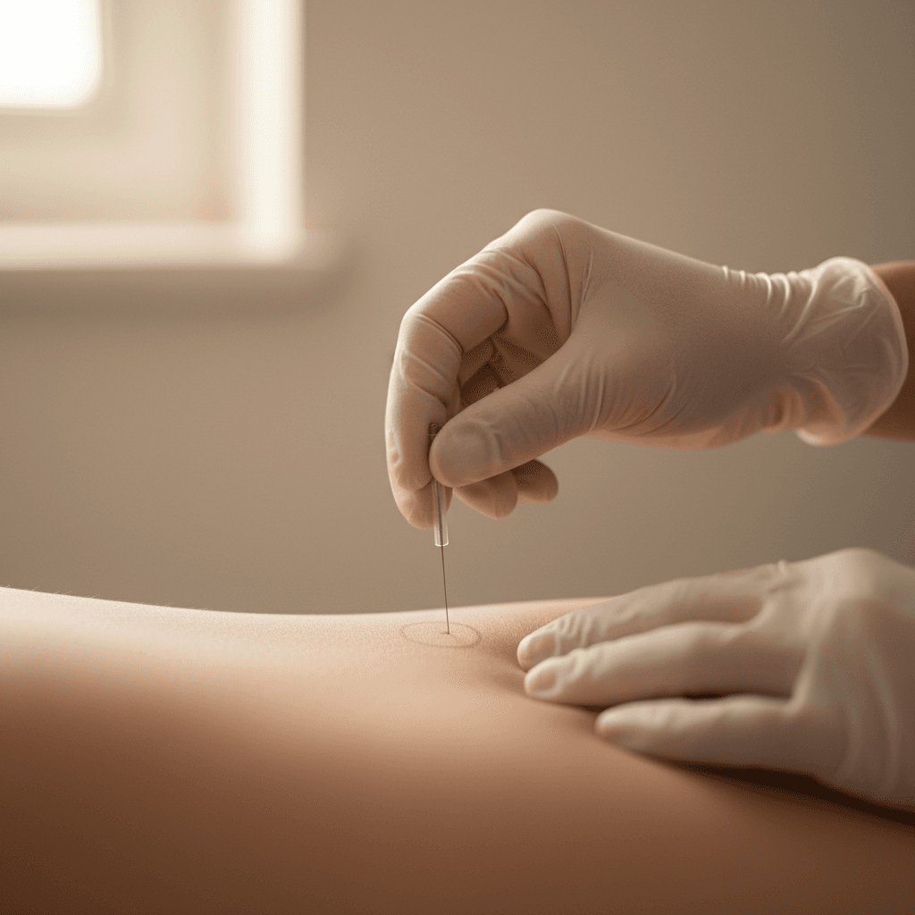 Dry needling technique near the hip for sciatica relief