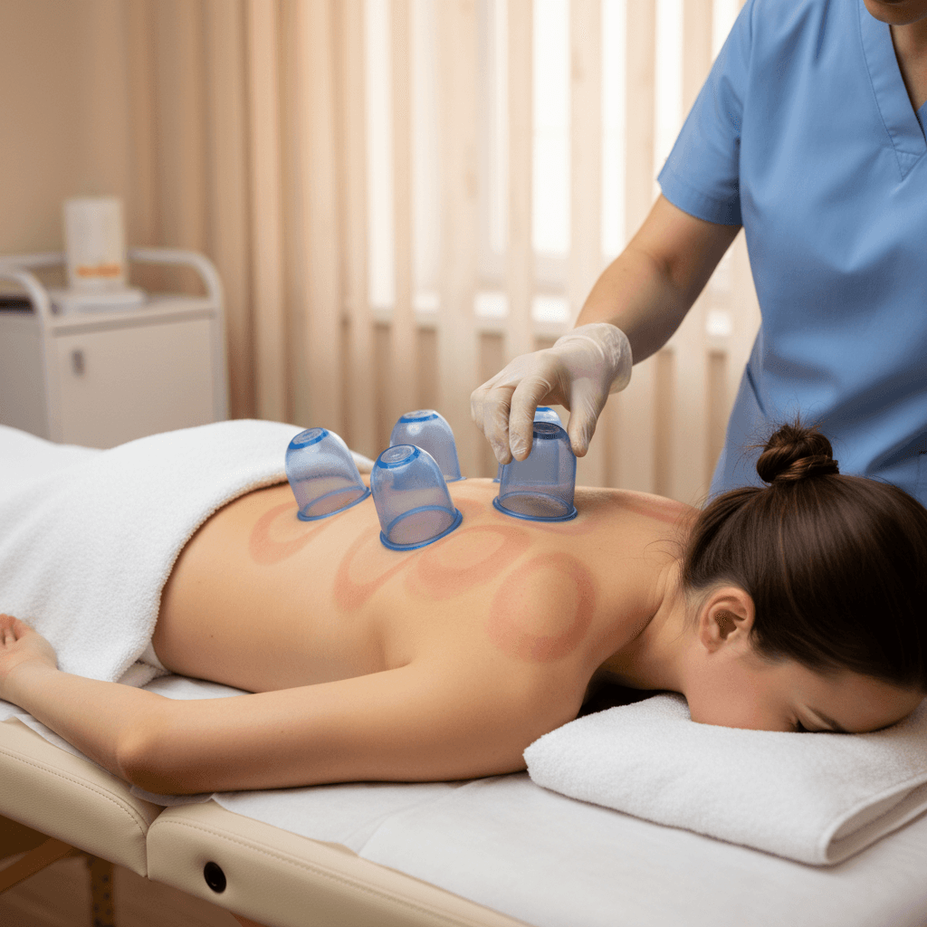 Cupping therapy with negative pressure cups for fascial mobility