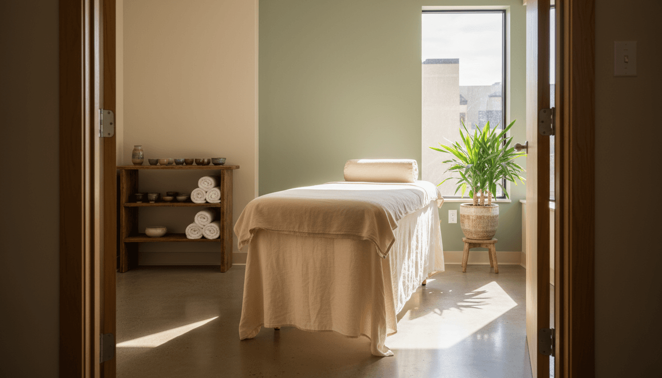 Quiet acupuncture treatment room with natural light at Windsor clinic