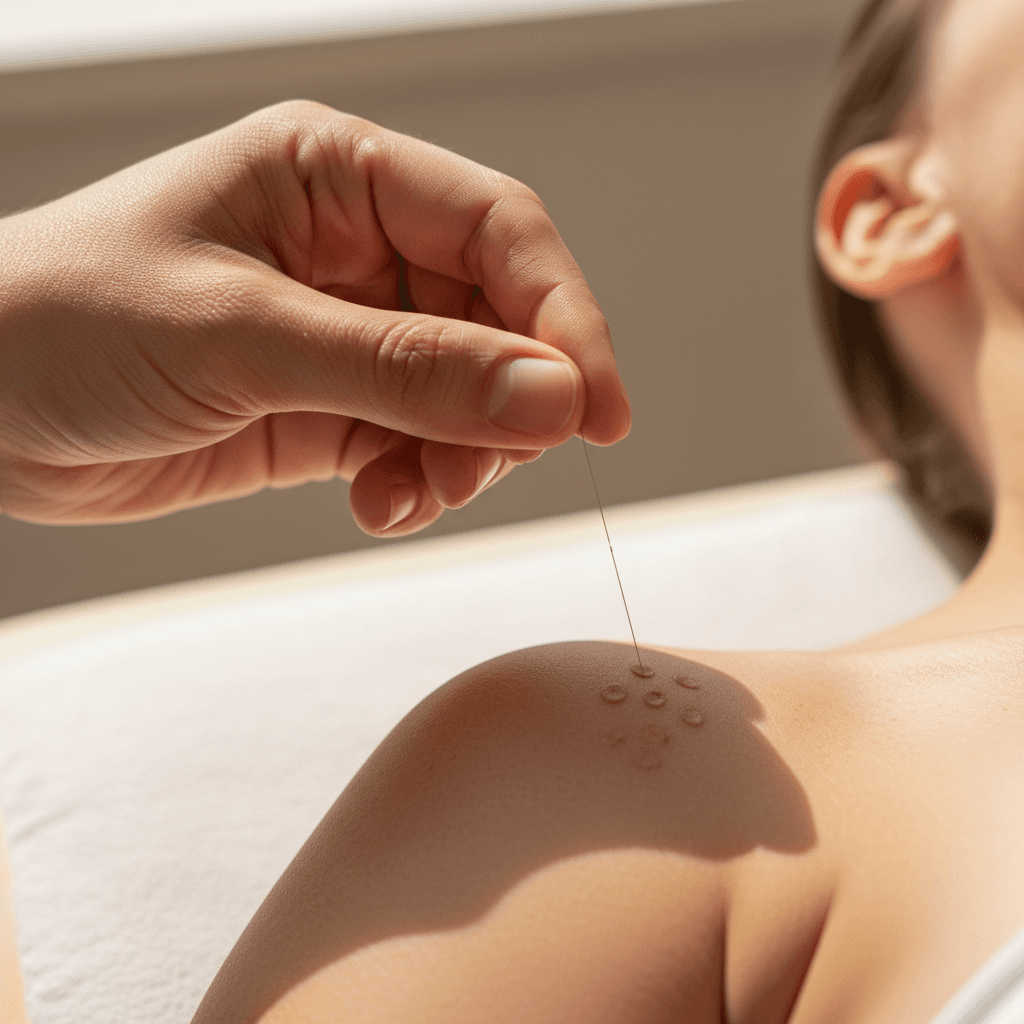 Dry needling treatment close-up