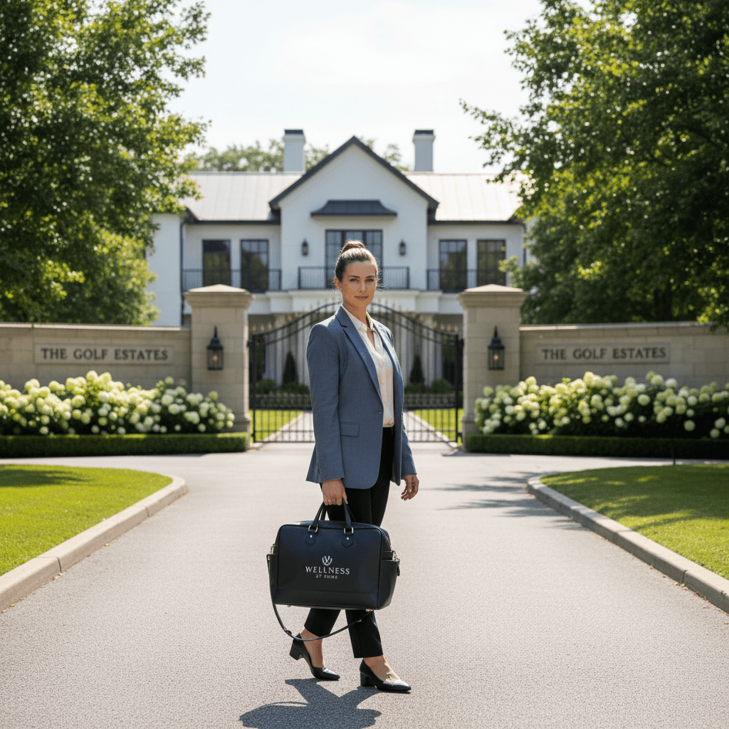 Therapist arriving for mobile treatment at client's home